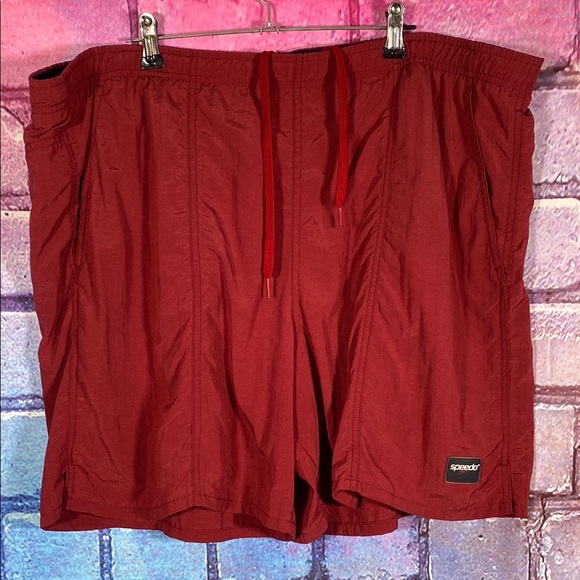 Speedo Red Swim Trunks Men’s Large Mesh Lined Board Shorts Quick Dry Beachwear - Picture 1 of 8